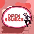 Writing displaying text Open Source. Business idea denoting software which original source code freely available Royalty Free Stock Photo