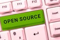 Handwriting text Open Source. Conceptual photo denoting software which original source code freely available Royalty Free Stock Photo