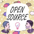 Text caption presenting Open Source. Concept meaning denoting software which original source code freely available Team Royalty Free Stock Photo
