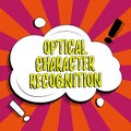 Writing displaying text Optical Character Recognition. Business overview the identification of printed characters Royalty Free Stock Photo
