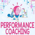 Sign displaying Performance Coaching. Business approach Facilitate the Development Point out the Good and Bad Abstract