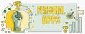 Writing displaying text Personal Apps. Business overview Organizer Online Calendar Private Information Data Hands