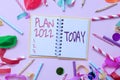 Writing displaying text Plan 2022. Word Written on detailed proposal for doing or achieving something next year Colorful