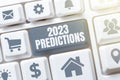 Conceptual display 2023 Predictions. Concept meaning list of things you feel that going to happen without proof Royalty Free Stock Photo