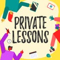 Writing displaying text Private Lessons. Business showcase teaching which is usually paid privately by small groups