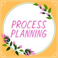 Text sign showing Process Planning. Business showcase the development of goals strategies task lists etc Royalty Free Stock Photo