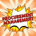 Sign displaying Procurement Management. Business showcase buying Goods and Services from External Sources