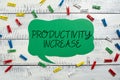 Writing displaying text Productivity Increase. Word Written on get more things done Output per unit of Product Input Royalty Free Stock Photo