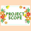 Writing displaying text Project Scope. Business idea evaluation of work efforts a product development requires to