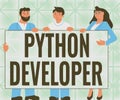 Writing displaying text Python Developer. Business showcase responsible for writing serverside web application logic Royalty Free Stock Photo