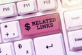 Writing displaying text Related Links. Business showcase Website inside a Webpage Cross reference Hotlinks Hyperlinks Royalty Free Stock Photo