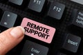 Writing displaying text Remote Support. Business overview help endusers to solve computer problems and issues remotely Royalty Free Stock Photo