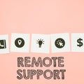 Writing displaying text Remote Support. Conceptual photo help end-users to solve computer problems and issues remotely Royalty Free Stock Photo