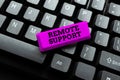 Writing displaying text Remote Support. Word for help endusers to solve computer problems and issues remotely Entering Royalty Free Stock Photo