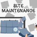 Writing displaying text Site Maintenance. Concept meaning keeping the website secure updated running and bugfree Royalty Free Stock Photo
