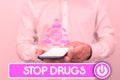 Writing displaying text Stop Drugs. Conceptual photo put an end on dependence on substances such as heroin or cocaine Royalty Free Stock Photo