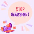 Text caption presenting Stop Harassment. Business concept Prevent the aggressive pressure or intimidation to others