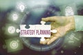 Writing displaying text Strategy Planning. Internet Concept A systematic process of envisioning a desired future Hand Royalty Free Stock Photo