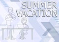 Writing displaying text Summer Vacation. Business idea the time when children do not go to school in the summer Man Royalty Free Stock Photo