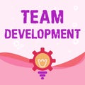 Writing displaying text Team Development. Concept meaning learn why and how small groups change over time with graphs Royalty Free Stock Photo