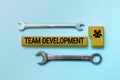 Writing displaying text Team Development. Word Written on learn why and how small groups change over time with graphs Royalty Free Stock Photo