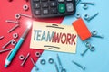 Writing displaying text Teamwork. Internet Concept combined action of group especially when effective and efficient Royalty Free Stock Photo