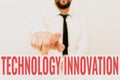 Text showing inspiration Technology Innovation. Conceptual photo advanced net connected devices a Creative Technique Royalty Free Stock Photo
