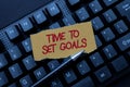 Writing displaying text Time To Set Goals. Word Written on management tips Start training Eliminate bad habits Creating