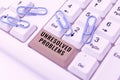 Writing displaying text Unresolved Problems. Word Written on those Queries no one can answer Unanswerable Questions Royalty Free Stock Photo