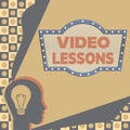 Writing displaying text Video Lessons. Word for Online Education material for a topic Viewing and learning Head With Royalty Free Stock Photo