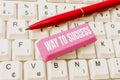 Writing displaying text Way To Success. Business idea On the right path to be successful achieving goals dreams Woman