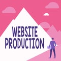 Writing displaying text Website Production. Word Written on process of creating websites and it s is components