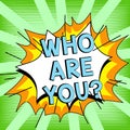 Writing displaying text Who Are You. Concept meaning Identify yourself description personal characteristics