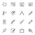 Writing and drawing tools line icons set Royalty Free Stock Photo