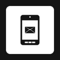 Writing e-mail on phone icon, simple style Royalty Free Stock Photo