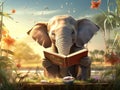 Writing elephant teacher on book