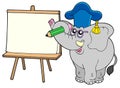 Writing elephant teacher with tablet