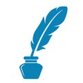 Writing feather and ink pot vector icon Royalty Free Stock Photo