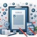 Writing feedback platform interface with document upload, comen