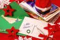 Writing greeting cards for christmas Royalty Free Stock Photo