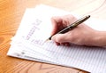 Writing grocery list Royalty Free Stock Photo