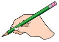 Writing hand with pencil