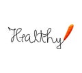 Writing healthy word with a small carrot