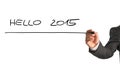 Writing Hello 2015 on virtual whiteboard Royalty Free Stock Photo