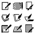 Writing icons set great for any use. Vector EPS10. Royalty Free Stock Photo