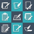 Writing icons set great for any use. Vector EPS10. Royalty Free Stock Photo