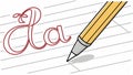 Writing La with pencil, calligraphy and learning text vector design Generative AI Royalty Free Stock Photo