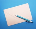 Writing a letter. Time for writing a letter. Letter and pencil. Royalty Free Stock Photo