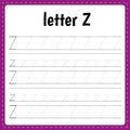 Writing letters. Tracing page. Practice sheet. Worksheet for kids. Learn alphabe