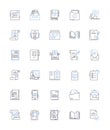 Writing line icons collection. Penning, Authoring, Scribbling, Composing, Typing, Drafting, Jotting vector and linear Royalty Free Stock Photo